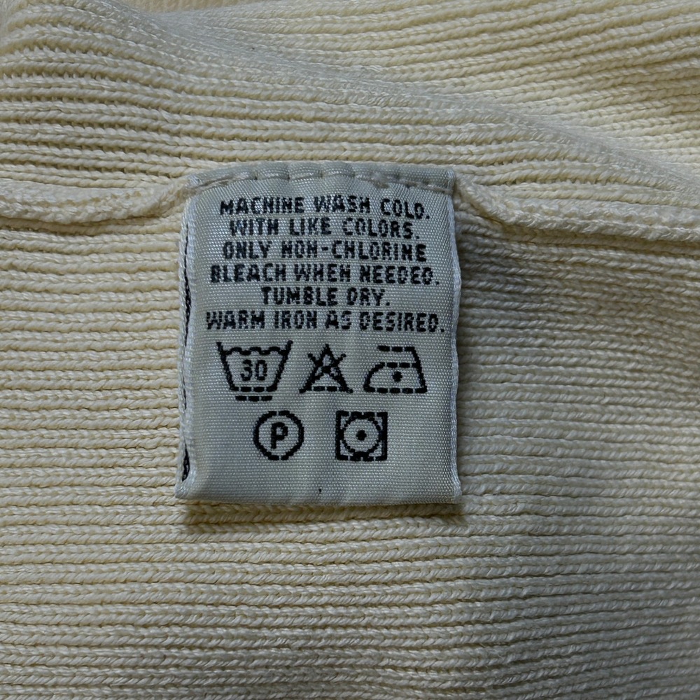 Vintage Eddie Bauer Ribbed Knit Crew Neck Pocket Sweater Cream Ivory Womens M - Picture 10 of 10